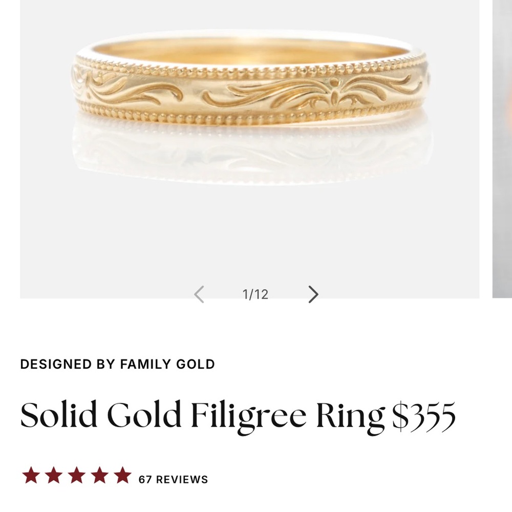 Family Gold Solid Gold Filigree Ring